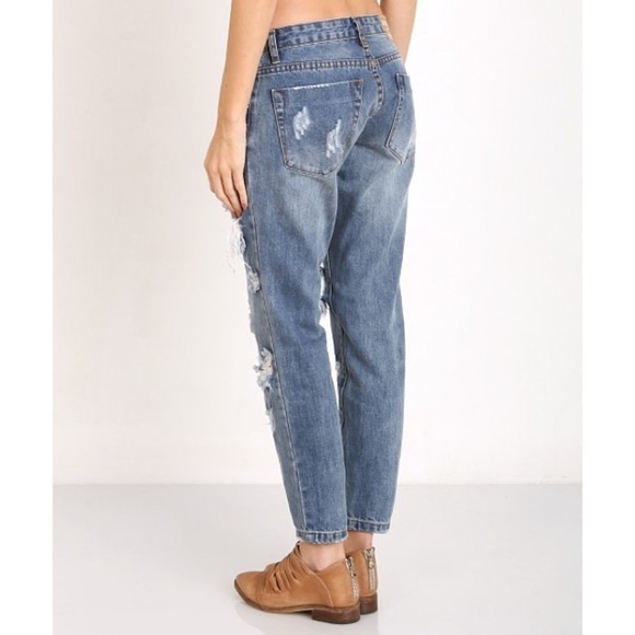 One Teaspoon Ford Freebirds Skinny Straight Jeans Distressed Ankle Zip Low Rise - Picture 13 of 16